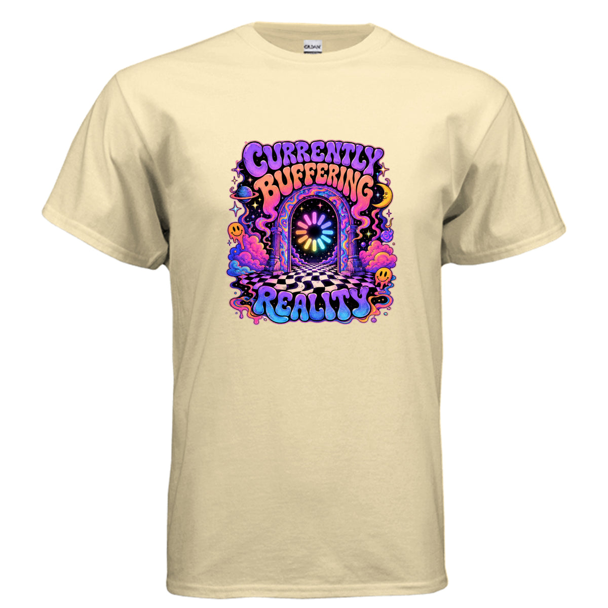 Currently Buffering Reality Psychedelic Retro Graphic Tee