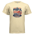 Vintage patriotic political t-shirt design reading “The People Are Not For Sale” with crossed-out price tag symbol, stars, red white and blue colors, and True American Candidate branding.