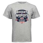 Bought by Nobody Accountable to Everybody patriotic political t-shirt design with stars, stripes, broken puppet strings, crossed-out special interest donor tag, and Paid For By The People stamp.